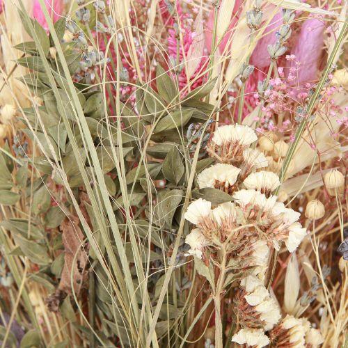 Artikel Tørret blomsterbuket græs eukalyptus creme pink 200g