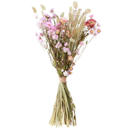 Artikel Tørret blomsterbuket Pink Strawflowers Lagurus Wheat 55cm