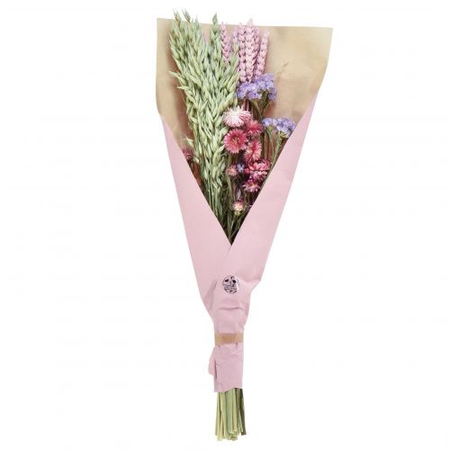 Artikel Tørret blomsterbuket stråblomster strand lilla pink 58cm