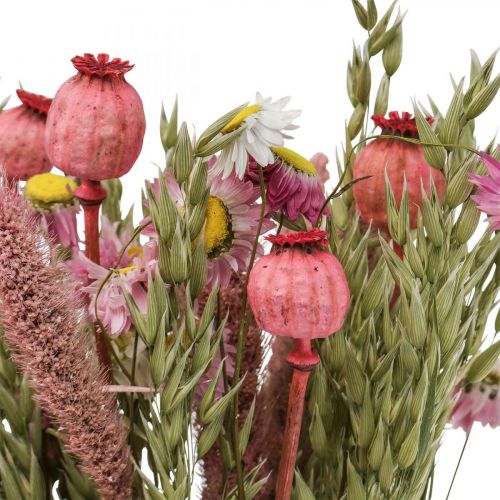 Artikel Tørret blomsterbuket buket engblomster pink H50cm 140g