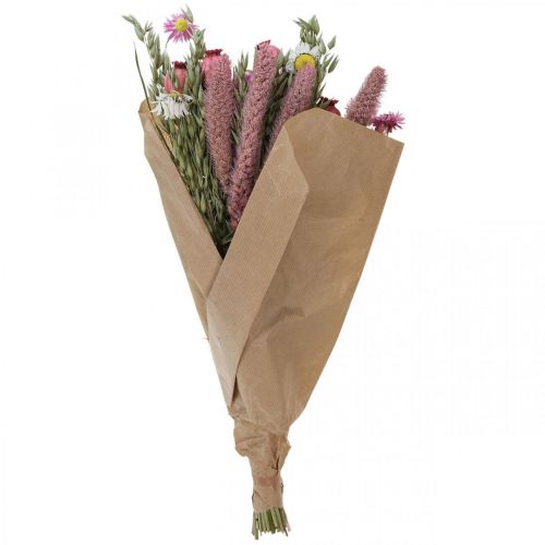 Artikel Tørret blomsterbuket buket engblomster pink H50cm 140g