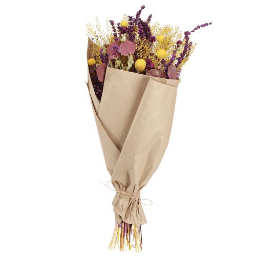 Artikel Tør buket gul lilla grøn craspedia eucalyptus 53cm 150g