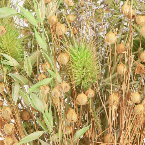 Artikel Tør buket af teasels havre hør mynte naturlig hvid 40cm 80g