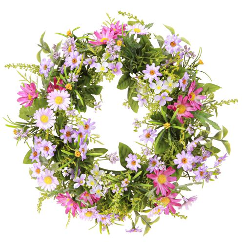 Artikel Dørkrans Summer Daisy Kunstig Grøn Lilla Ø30cm