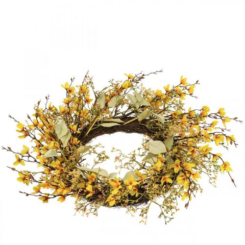 Floristik24 Dørkrans forsythia kunstig deco krans gul Ø48cm