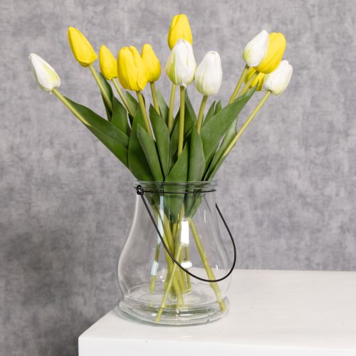 Artikel Kunstige tulipanblomster til realistisk forårsdekoration i stuen eller på kontoret, 40 cm, 7 stk.