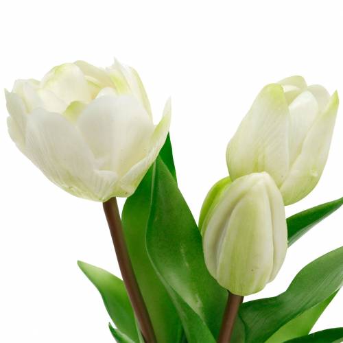 Floristik24 Kunstig Tulipan Buket Silke Blomster Tulipaner Real Touch White