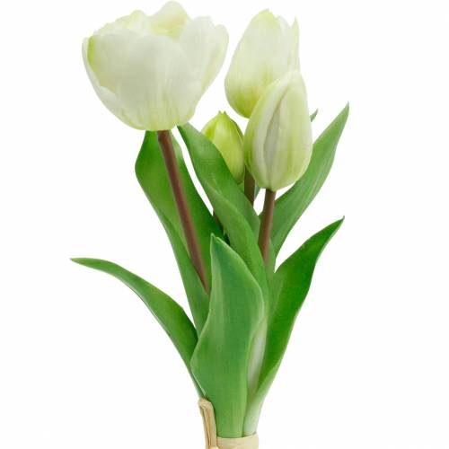Floristik24 Kunstig Tulipan Buket Silke Blomster Tulipaner Real Touch White