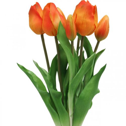 Floristik24 Kunstig tulipan orange kunstig blomsterbuket 38cm 7stk