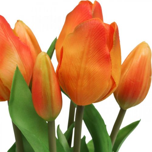 Floristik24 Kunstig tulipan orange kunstig blomsterbuket 38cm 7stk