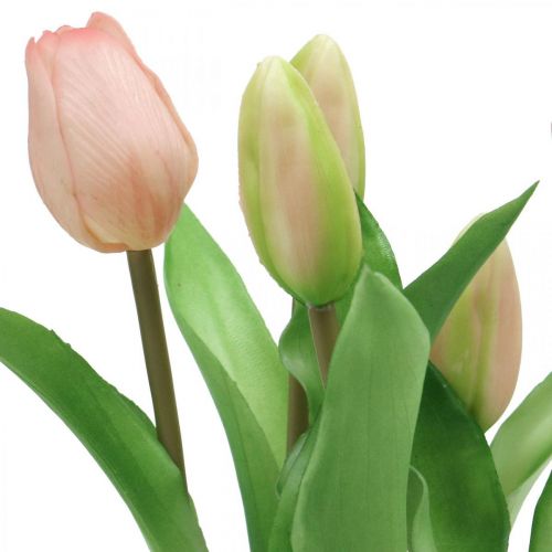 Artikel Tulipan pink, grøn i potte Kunstig potteplante dekorativ tulipan H23cm