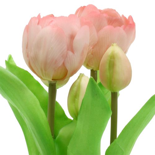Artikel Kunstige blomster i potte Kunstige tulipaner Pink Gul 22,5 cm