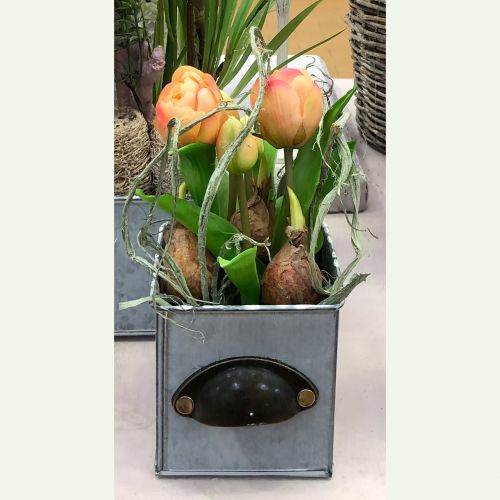 Artikel Kunstige blomster i potte Kunstige tulipaner Pink Gul 22,5 cm