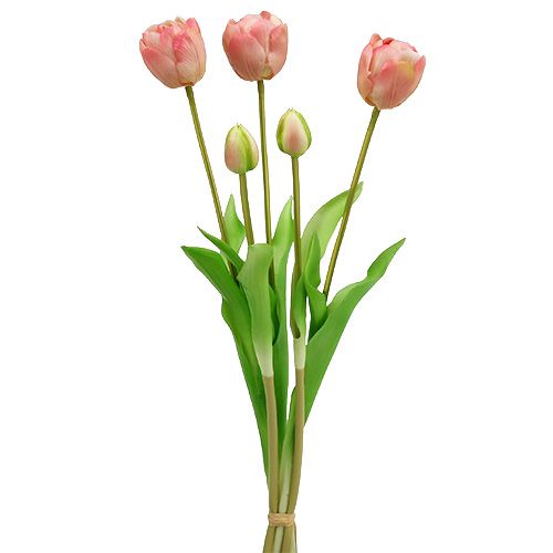 Floristik24 Tulipanbuket lyserød Real-Touch L43.5cm 5stk