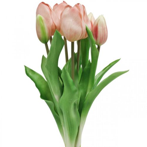 Artikel Kunstige tulipaner Real-Touch Peach Pink 38cm Bunt af 7 stk