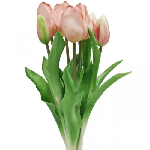 Artikel Kunstige tulipaner Real-Touch ferskenrosa 38cm bundt á 7 stk