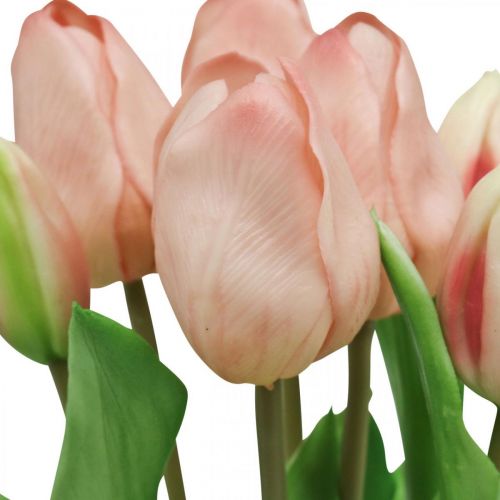 Artikel Kunstige tulipaner Real-Touch ferskenrosa 38cm bundt á 7 stk
