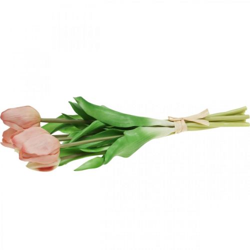Artikel Kunstige tulipaner Real-Touch ferskenrosa 38cm bundt á 7 stk
