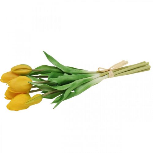 Floristik24 Tulipan kunstig blomst gul ægte touch forårsdekoration 38cm buket á 7 stk