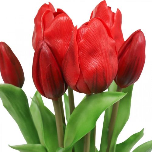 Artikel Tulipan rød kunstig blomst tulipan dekoration Real Touch 38cm bundt af 7 stk