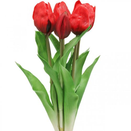 Floristik24 Tulipan rød kunstig blomst tulipan dekoration Real Touch 38cm bundt af 7 stk