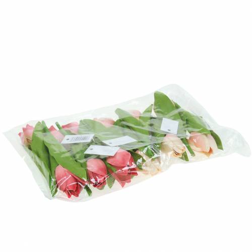 Floristik24 Tulipanblanding kunstige blomster lyserød abrikos 16cm 12stk