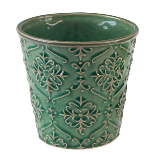 Floristik24 Plantekasse keramisk knitrende glasur grøn Ø10cm H13cm 2stk