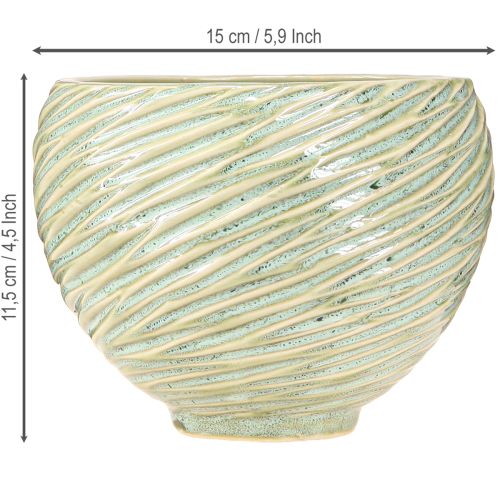 Artikel Plantekasse dekorativ skål keramik i grøn Ø15cm H11cm 2stk