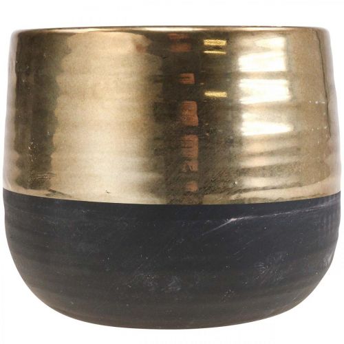 Floristik24 Plantekasse Stor Keramik Sort Guld Urtepotte Ø20,5cm H18cm