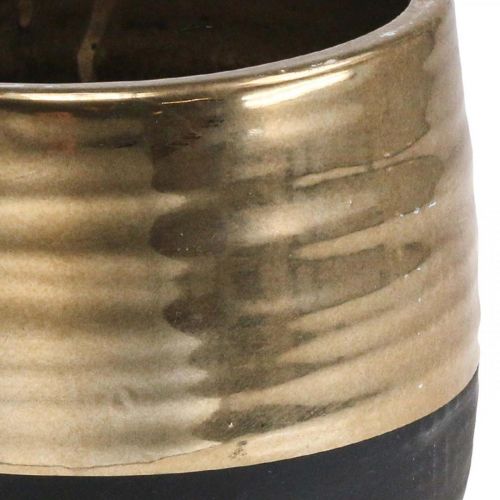 Floristik24 Plantekasse Stor Keramik Sort Guld Urtepotte Ø20,5cm H18cm