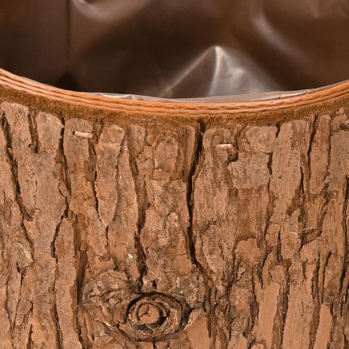 Artikel Blomsterpotte lavet af træ, rund, fyrrebark Ø15cm H12,5cm