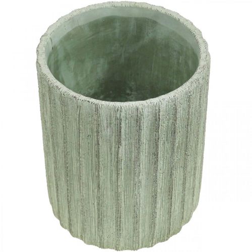 Floristik24 Plantekasse Keramisk Grøn Retro Stribet Ø13,5cm H17cm