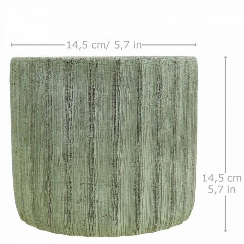 Floristik24 Plantekasse Keramisk Grøn Retro Stribet Ø16,5cm H14,5cm
