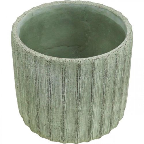 Floristik24 Plantekasse Keramisk Grøn Retro Stribet Ø16,5cm H14,5cm