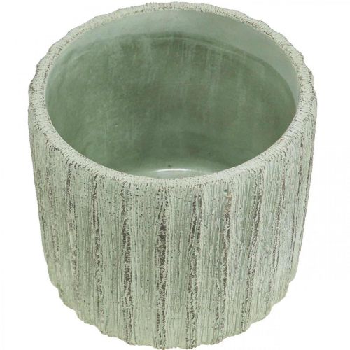 Floristik24 Plantekasse Keramik Grøn Retro Stribet Ø12,5cm H11,5cm