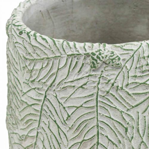 Artikel Plantekasse keramik grøn hvid grå fyrregrene Ø12cm H17,5cm