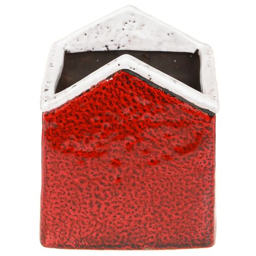 Artikel Plantekasse keramik hus advent rød og hvid 10×10×12 cm