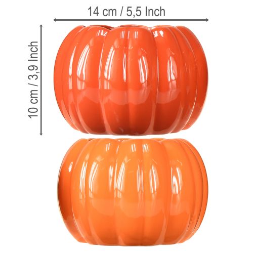 Artikel Plantekasse keramik græskar orange assorteret Ø14cm H10cm 2 stk
