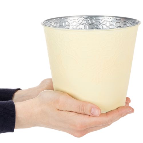Artikel Metalplantekasse, pastelgul, Ø16 cm H14 cm