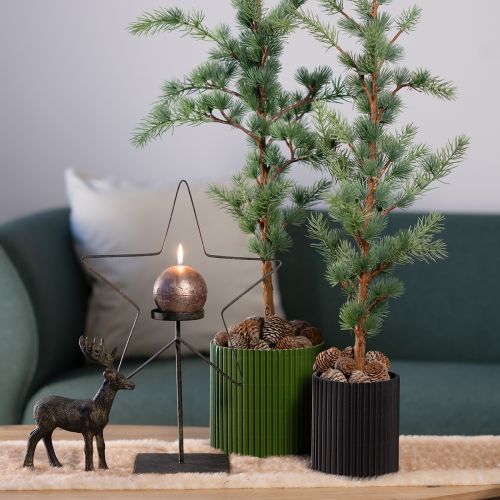Artikel Blomsterpotte af papir mørkegrøn Ø19cm H14cm 3 stk.