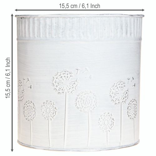 Artikel Plantekasse Mælkebøtter Metal Urtepotte Hvid Ø15,5cm H15,5cm
