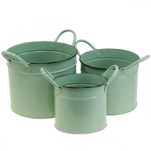 Floristik24 Plantekasse vintage plantepotte dåsespand med håndtag sæt af 3