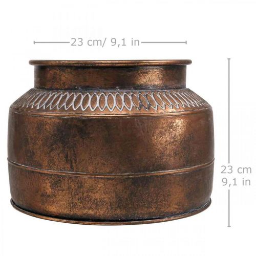 Floristik24 Plantekasse stor metal kobber relief dekorativ plantekasse Ø31,5cm H23cm