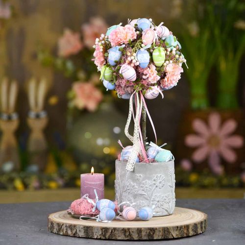 Floristik24 Plantekasse beton med blomstermønster plantekasse Ø12,5cm H11cm 3stk