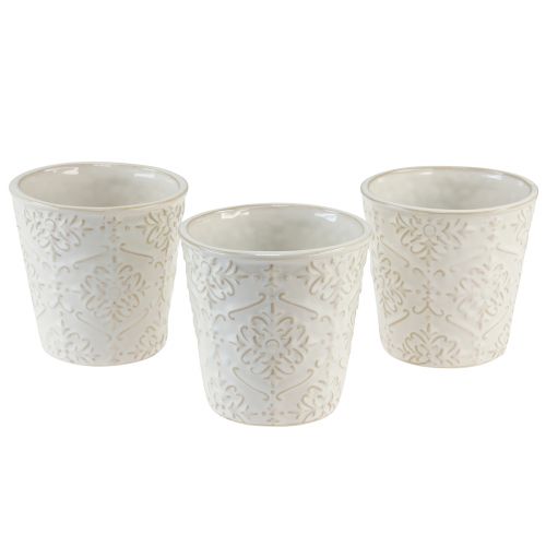 Artikel Plantekasse Keramisk Plantepotte Hvid Ø11cm H11cm 3stk