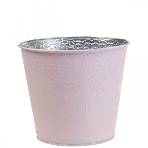 Floristik24 Plantekasse metal blomsterkasse pastel pink Ø13,5cm H12,5cm