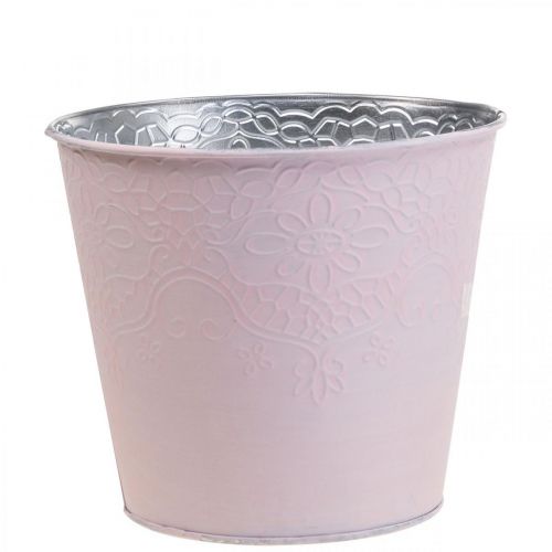 Floristik24 Plantekasse metal blomsterkasse pastel pink Ø16cm H14cm