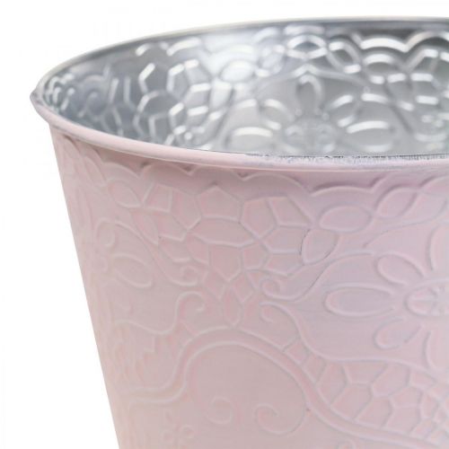 Artikel Plantekasse metal blomsterkasse pastel pink Ø13,5cm H12,5cm
