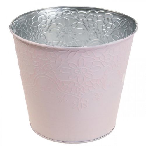 Artikel Plantekasse metal blomsterkasse pastel pink Ø13,5cm H12,5cm