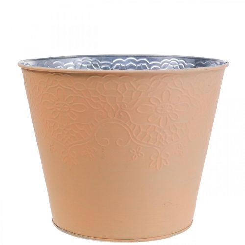 Floristik24 Plantekasse metal blomsterkasse pastel orange Ø16cm H14cm